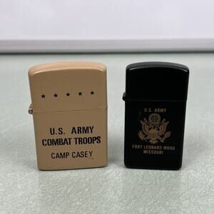 Vintage US Army Zippo And Champ Lighters Camp Casey Fort Leonard Wood Missouri